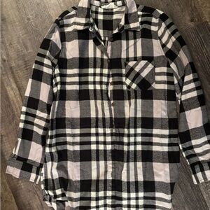 Hippie Rose Black and White Plaid Shirt